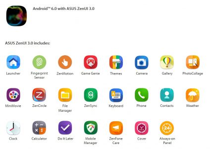Apps incluidas en la interfaz Asus ZenUI 3.0