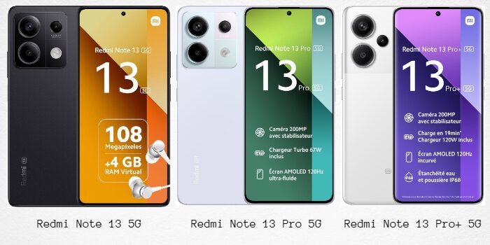 Comparativa de los Xiaomi Redmi Note 13 5G, Redmi Note 13 Pro 5G y Redmi Note 13 Pro+ 5G